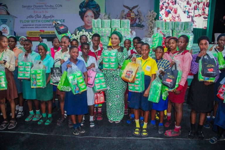 OLUREMI TINUBU’S RENEWED HOPE INITIATIVE EMPOWERS ABIA SCHOOLGIRLS WITH 10,000 SANITARY PAD PACKS