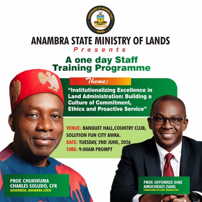 ANAMBRA INTENSIFIES LAND ADMINISTRATION REFORMS, TRAINS STAFF FOR IMPROVED SERVICE DELIVERY